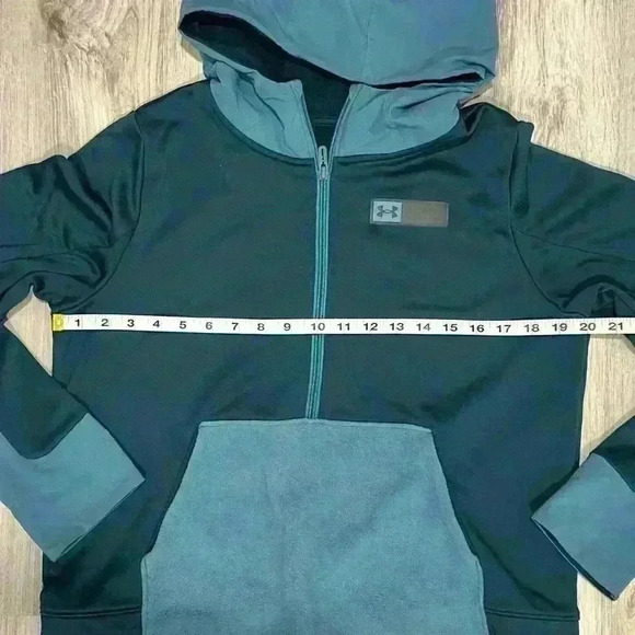 Under Armour 1/2 Zip Fleece Hoodie Sweatshirt Blue Navy Loose Fit Size M - Picture 4 of 9
